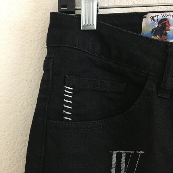 Off-White StreetWear Womens Size 27 Jean 2013 Rare Black Patchwork Logo Jean - Picture 4 of 16